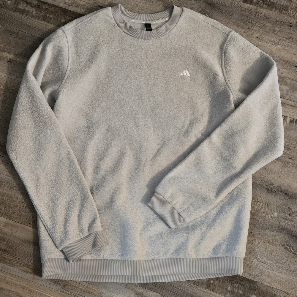 Adidas Men’s Light Gray Fleece Crewneck Sweater
